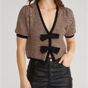 Chic Black and Brown Knit Cardigan